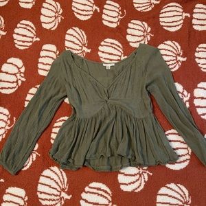 AE front knot long sleeve blouse